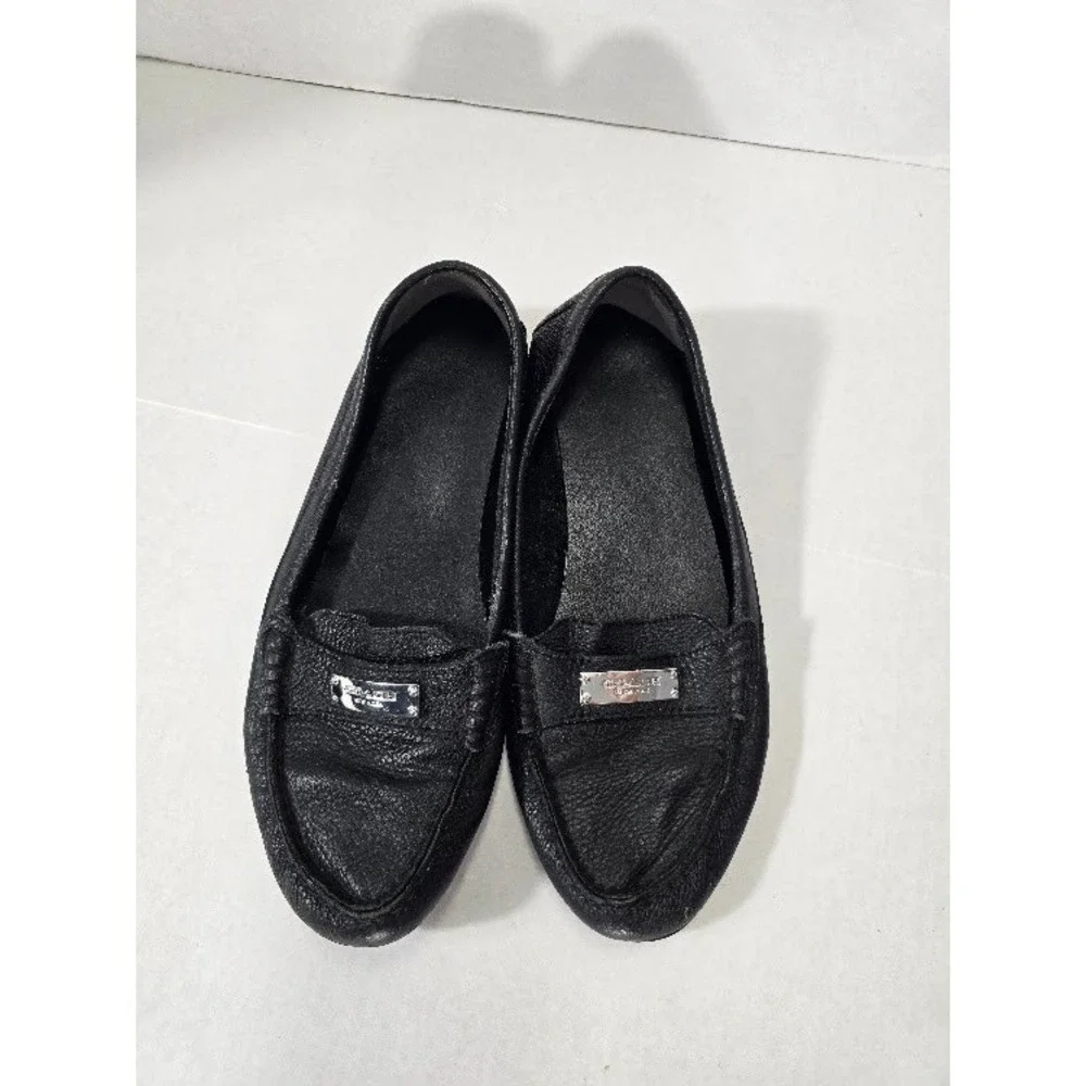 Coach Fredrica Loafers Womens 8.5B Black Pebbled Leather Driving Flats